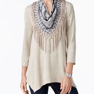 STYLE & CO Petite Removable Scarf Tunic
